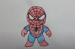 How to draw spiderman cute and easy