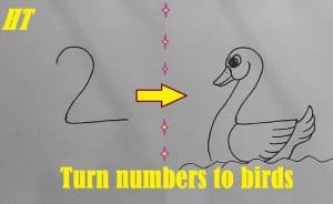 How to turn Numbers 1-5 into the cartoon birds