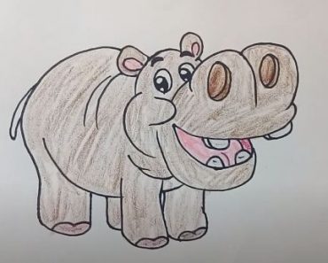 How to draw a cute hippo