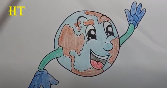 How To Draw A Cute Cartoon Earth Step By Step - Entertainment for All