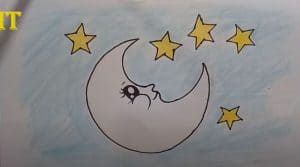 How To Draw A Cute Moon And Star