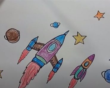 How To Draw A Rocket Ship Cartoon for kids