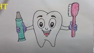 How To Draw Toothpaste, Toothbrush And Teeth