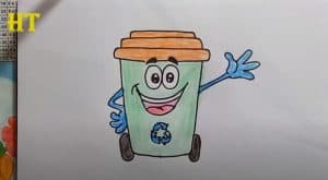 How To Draw A Cartoon Recycle Bin Cute And easy Step By Step
