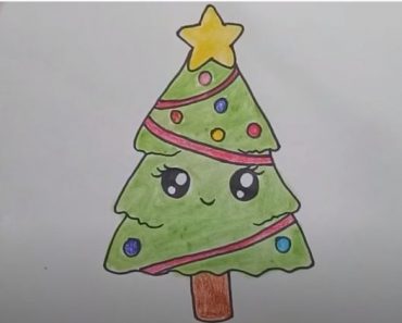 How To Draw A Christmas Tree Cute And Easy Step By Step