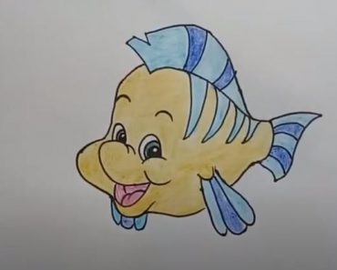 How To Draw Flounder From The Little Mermaid Easy Step By Step