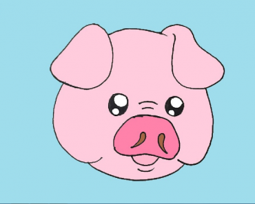 How to draw a cute pig face
