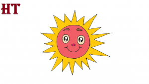How to draw a cartoon sun cute step by step