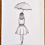 How to draw a girl holding umbrella step by step