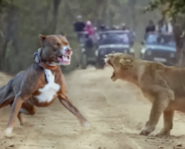 The fight between the lion and the pitbull video