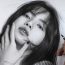 Draw realistic girl portrait with charcoal pencil