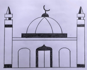How to draw Mosque step by step