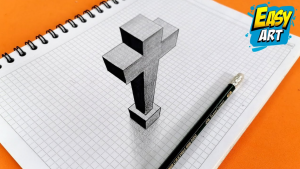 How to draw a 3d cross on paper 