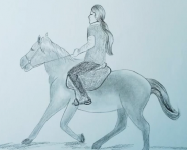 How to draw a girl riding horse step by step