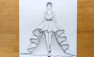 How to draw a girl with beautiful dress step by step