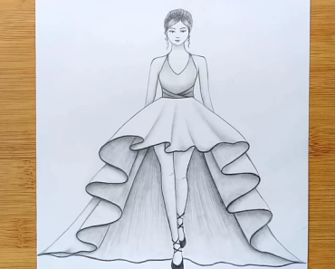 How to draw a girl with beautiful dress step by step