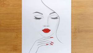 How to draw a girl with red lips