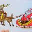 How to Draw Santa Clause and the reindeer pull the sleigh