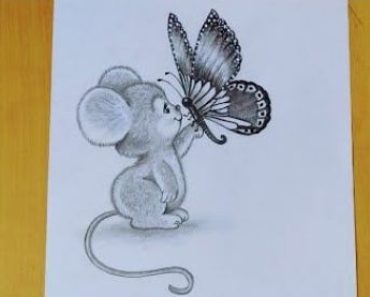 How to draw cute mouse and butterfly step by step