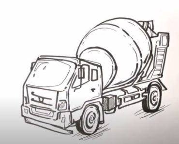 How To Draw A Cement Truck step by step