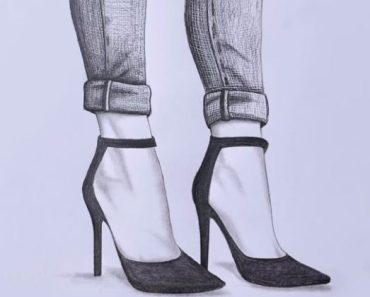 How to draw feet with high heels step by step