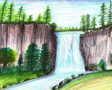How to draw a waterfall step by step