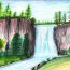 How to draw a waterfall step by step