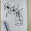 How to draw orchid flowers in a jar step by step