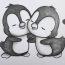 How to draw two cute penguins