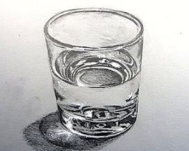 How to draw a realistic glass of water step by step