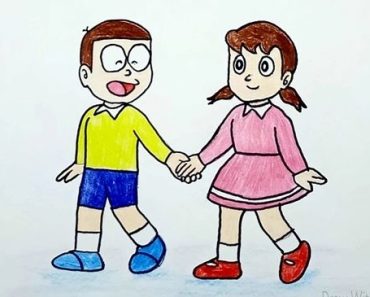 How to Draw Nobita and Shizuka Step By Step
