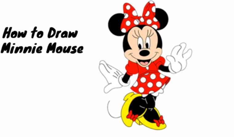 How to draw Minnie Mouse step by step - Minnie mouse drawing ...