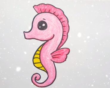 How to Draw a Cartoon Seahorse step by step
