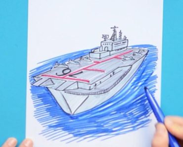 How to draw an Aircraft Carrier Ship step by step